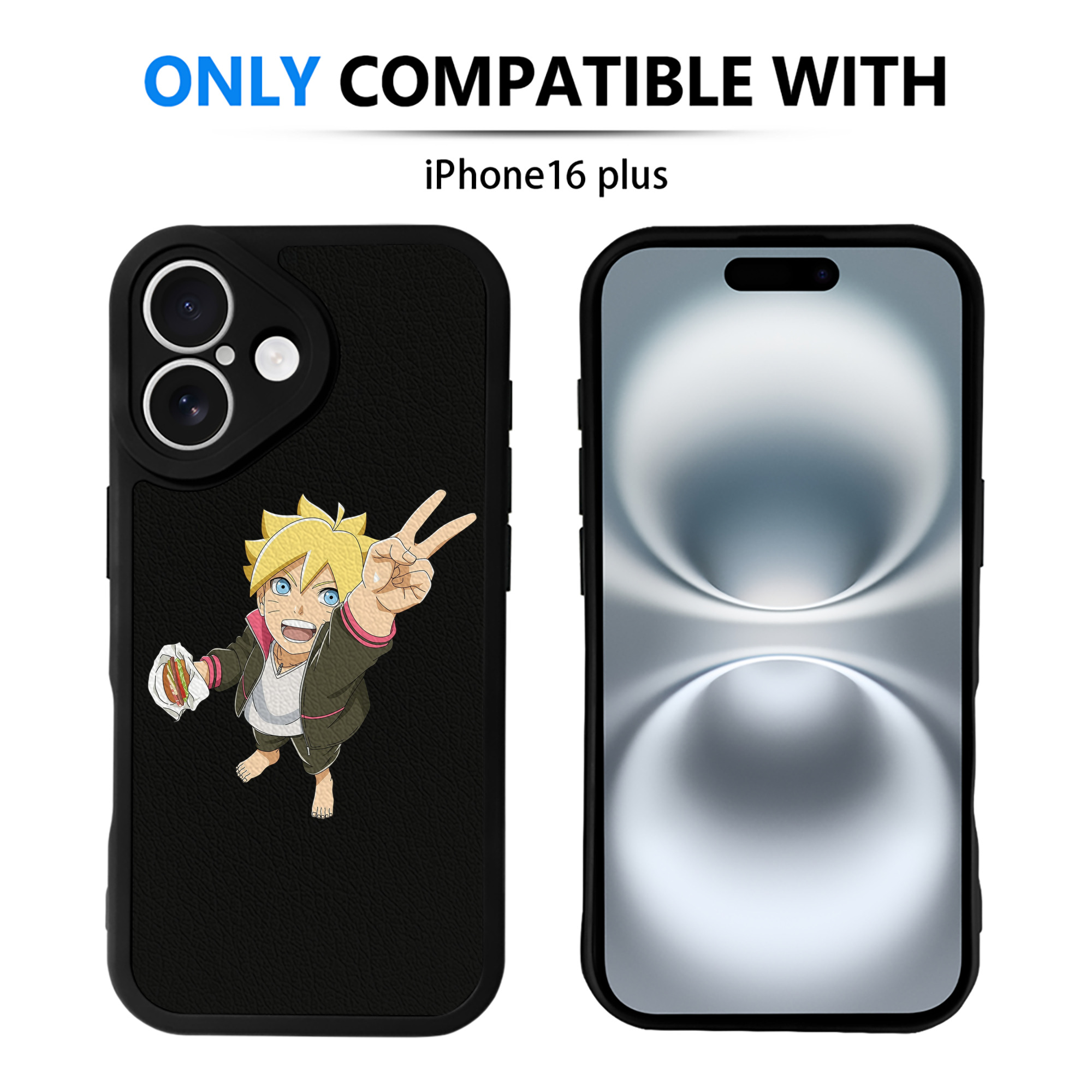 （画像用） NARUTO -ナルト- うずまき ボルト Uzumaki Boruto 【iPhone 16シリーズ対応】シリコンスマホケース（レザー調） 材質：シリコン